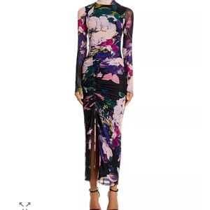 Aqua Multicolor Floral Long Sleeve Dress
